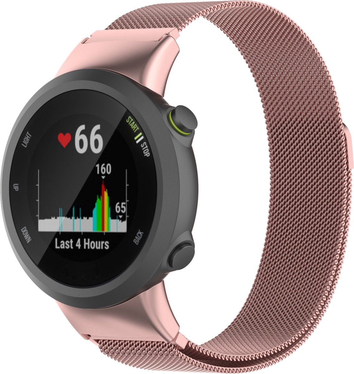 By Qubix - Geschikt voor Garmin Forerunner 45 / 45S - Milanese bandje - Rosé goud