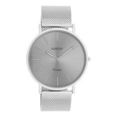 OOZOO Vintage series - zilverkleurige horloge met zilverkleurige metalen mesh armband - C9936 - Ø44