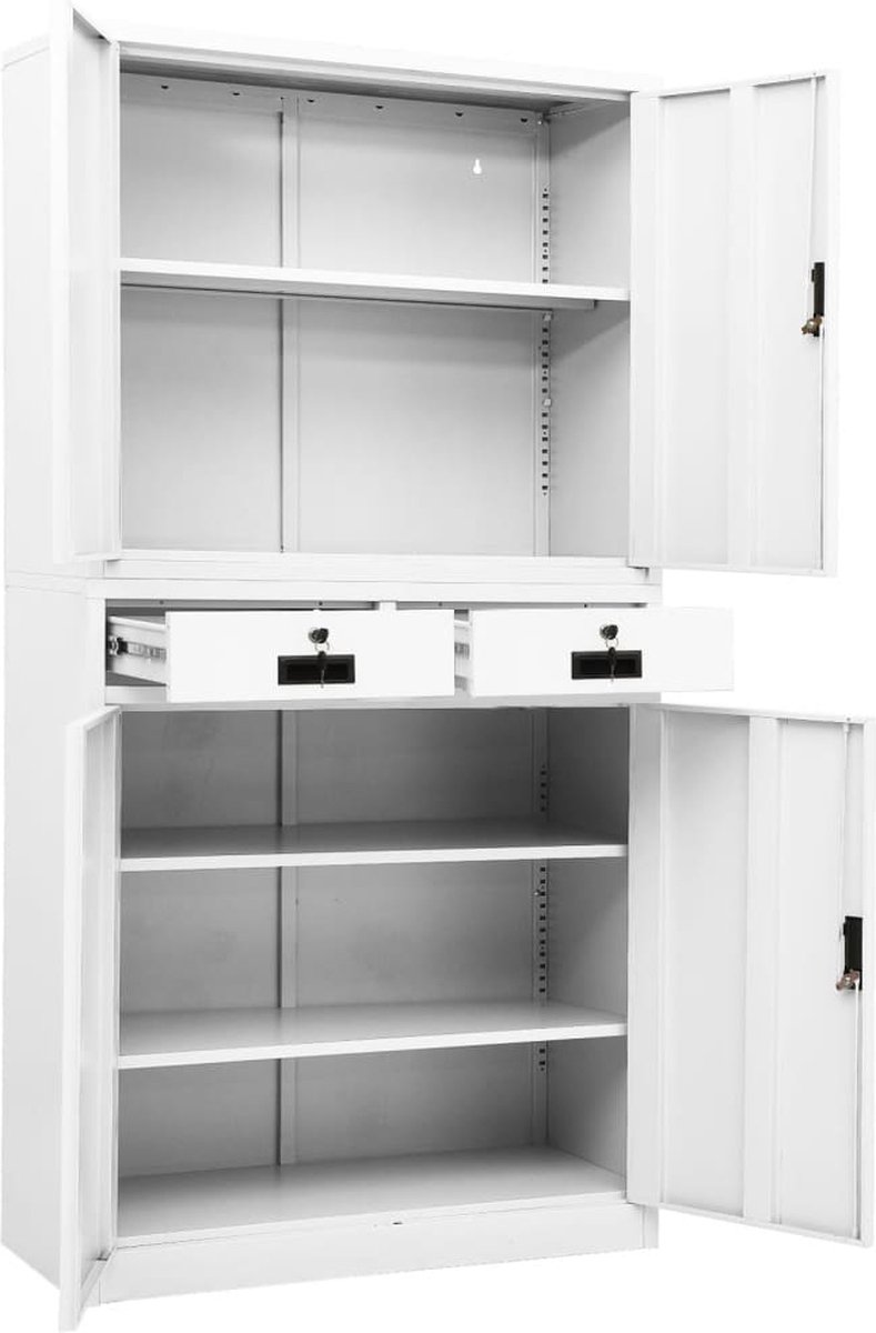 SoBuy ASK02-W Bureaukast Met Wieltjes, Rolprinterhouder, Organizer Voor Kantoor Opbergkast Met Laden 72 X 40 X 54 Cm Wit