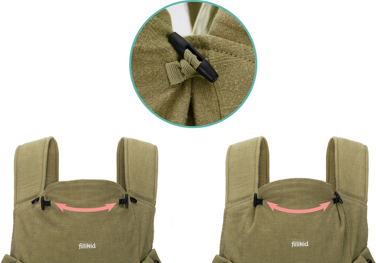 Fillikid Porte-bébé dorsal ventral Sport olive