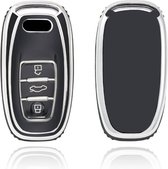 Autosleutel hoesje - TPU Sleutelhoesje - Sleutelcover - Autosleutelhoes - Geschikt voor Audi - zwart - A3 - Auto Sleutel Accessoires gadgets - Kado Cadeau man - vrouw