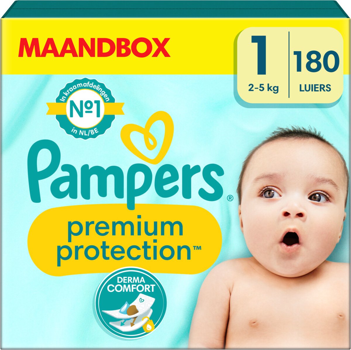 Pampers Premium Protection - Maat 1 (2kg 5kg) - 180 Luiers - Maandbox | bol.com