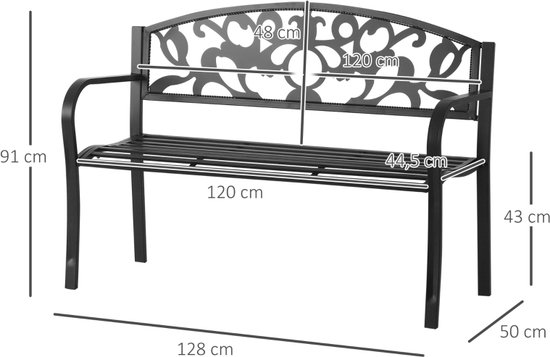 GOPLUS Gartenbank Metall, 127cm Sitzbank Outdoor 2 Sitzer bis 300kg belastbar, Metallbank Balkonbank mit Rücklehne & Armlehne, Parkbank Terrassenbank für Garten Hof Veranda (Rot