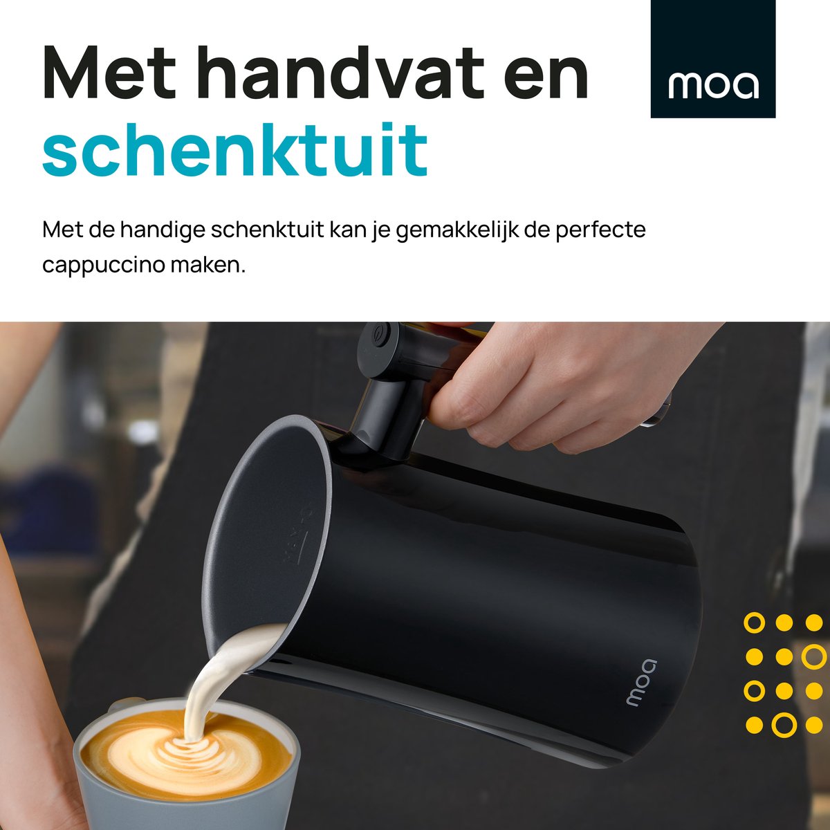 MOA Elektrische Melkopschuimer - 3-in-1 - Handige Melkschuimer - 330 ML - Voor Cappuccino - Melkklopper - Zwart — cadeau in Kookcadeaus - foto 7