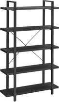 Mazazu - Boekenrek met 5 planken - Boekenkast - Industrieel - Hout en Metaal - Zwart - 29,5x105x177,5