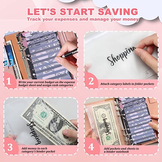 Happy Planner Budget Cash Envelopes Portemonnee - Alles-in-één Budgetsysteem Met 12 Enveloppen, Budgetkaarten & Planner Budgetteren Envelop Methode
