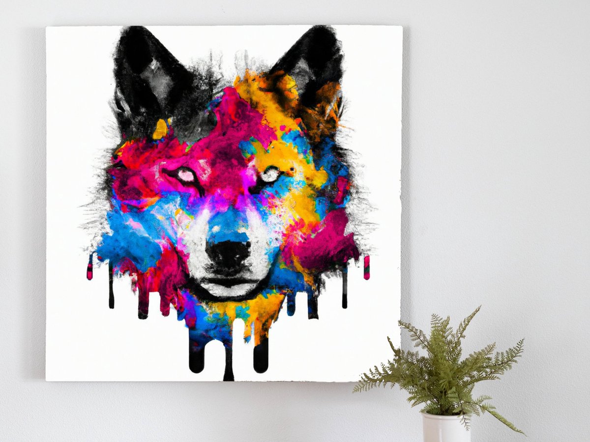 Wolve eclipse | Wolve-Eclipse | Kunst - 40x40 centimeter op Canvas | Foto op Canvas