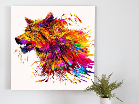 Coyote Colorburst kunst - 30x30 centimeter op Canvas | Foto op Canvas - wanddecoratie