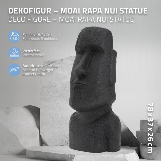Figurine de jardin Île de Pâques Moai Grijs 37x26x78 cm