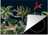 KitchenYeah® Inductie beschermer 60x52 cm - Jungle - Planten - Dieren - Kinderen - Flamingo - Zebra - Kookplaataccessoires - Afdekplaat voor kookplaat - Inductiebeschermer - Inductiemat - Inductieplaat mat