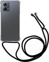 Schokbestendig Transparant Hoesje met Koord Geschikt voor Motorola Moto G53 | Shockproof Back Cover met Ketting | Flexibel TPU | Doorzichtig