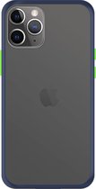 Telefoonglaasje Hoesje Geschikt voor iPhone 11 Pro Max - TPU randen met PVC achterzijde - Blauw/Transparant - Beschermhoes - Case - Cover