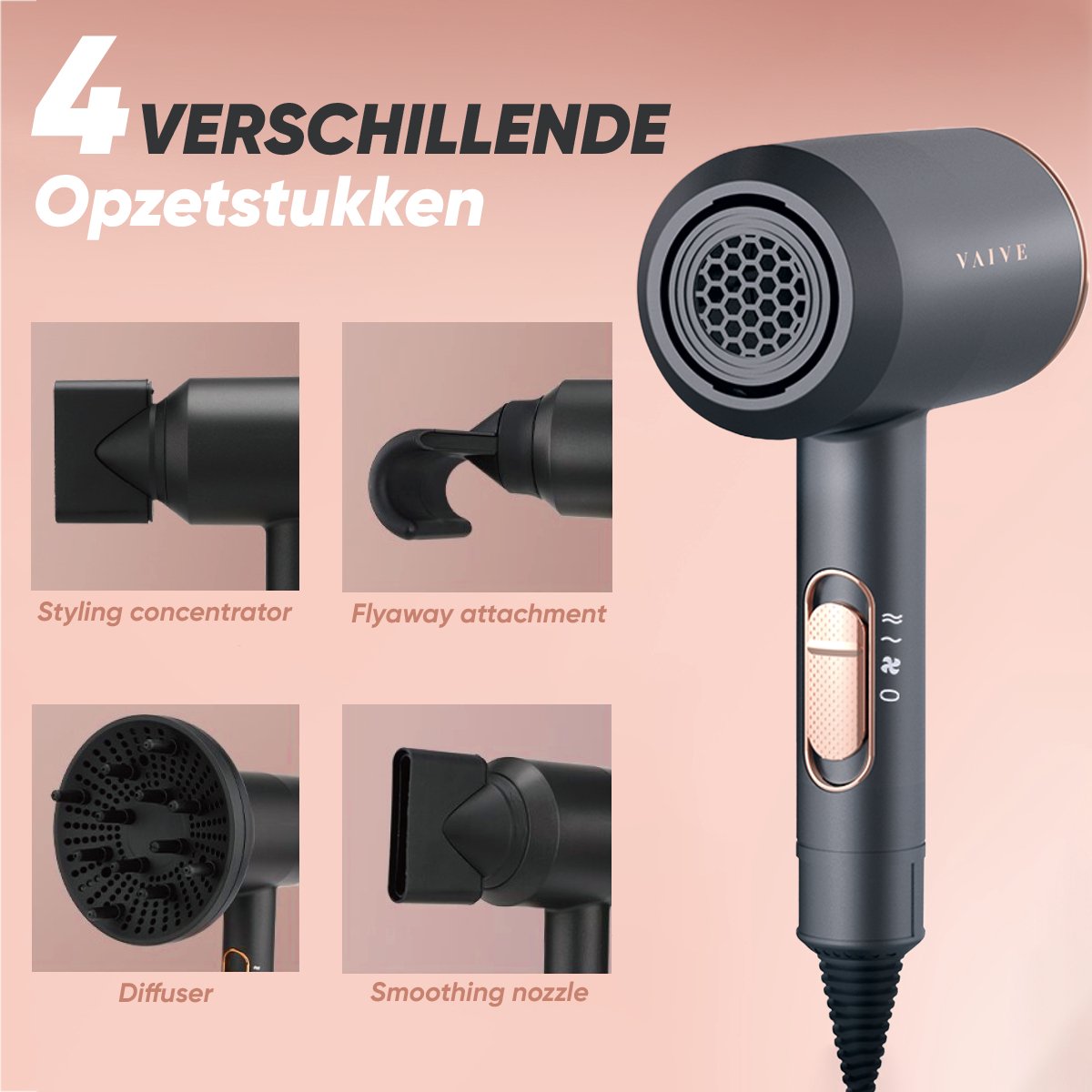 VAIVE Ionische Föhn met Diffuser 2000 Watt - afbeelding 3