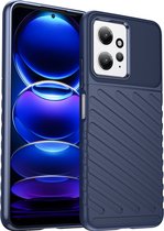 Mobigear Hoesje geschikt voor Xiaomi Redmi Note 12 Telefoonhoesje Flexibel TPU | Mobigear Groove Backcover | Redmi Note 12 Case | Back Cover - Blauw