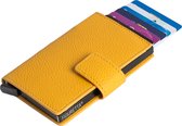 Figuretta Leren Cardprotector RFID Compact Creditcardhouder - Dames en Heren - Geel