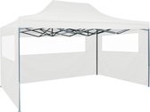 vidaXL Tente de réception pliante avec 3 parois latérales 3 x 4 m Blanc Acier