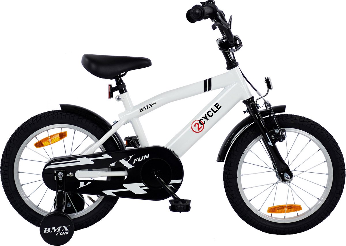 2Cycle BMX-Fun kinderfiets 16 inch (4 tot 6 jaar) voor jongens wit