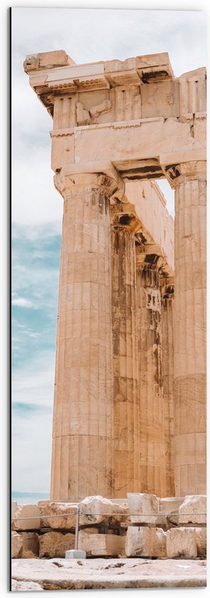 Dibond - Deel van Parthenon in Athene, Griekenland - 30x90 cm Foto op Aluminium (Met Ophangsysteem)