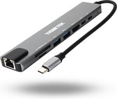Adaptateur de Hub USB-C TribeTek 8-en-1 pour Apple Macbook Pro / Air / iMac / Mac Mini / Google Chromebook / Windows / HP / ASUS / Lenovo - Câble Type-C vers Convertisseur / Sortie HDMI UHD 4K - Ethernet - USB 3.0 / Dock