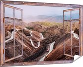 Gards Tuinposter Doorkijk Wegen in het Atlasgebergte, Marokko - Paden - 180x120 cm - Tuindoek - Tuindecoratie - Wanddecoratie buiten - Tuinschilderij