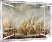 Gards Tuinposter Doorkijk Slag bij Terheide - Jan Abrahamsz. Beerstraten - 180x120 cm - Tuindoek - Tuindecoratie - Wanddecoratie buiten - Tuinschilderij