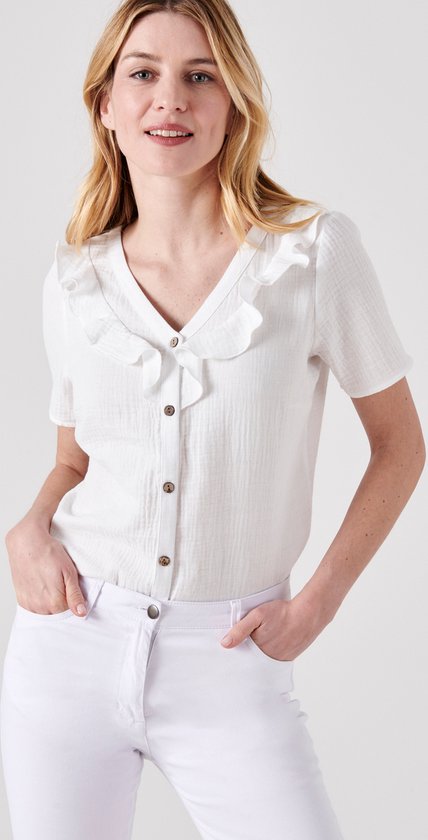 Top Blouse Damart Taille 44 - Gris, Manches Courtes, Polyester, Neuf Sans étiquettes En Parfait état