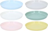 Assiettes Alpina - 6x - colorées - plastique - D18,5 cm - réutilisables