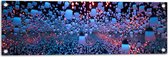 Tuinposter – Opgekleurde Lampen bij een Spiegel - 90x30 cm Foto op Tuinposter (wanddecoratie voor buiten en binnen)