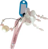 Sleutelhanger Tashanger steentjes parels roze bloem meisje kind vrouw decoratieve hanger speelgoed voor auto sleutels bont accessoires