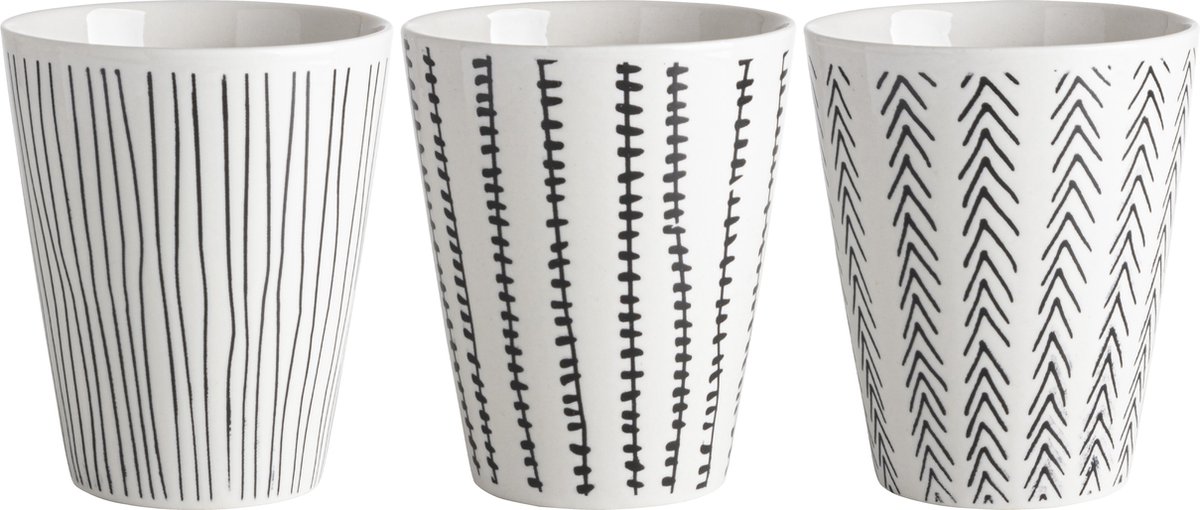 Gusta Beker - Fika - 300ml - Zwart/Wit - assorti van 3