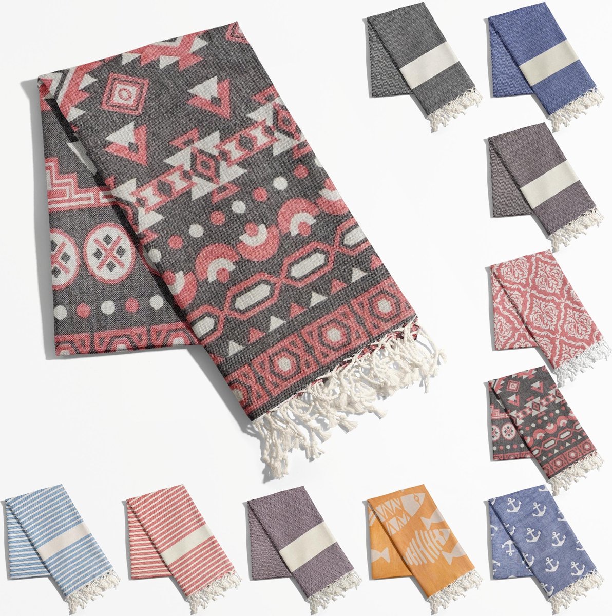Tavas Hamamdoek Zwart - Oude Vormen Strandlaken %100 Katoen XL Saunalaken 85 x 175 cm Badhanddoek Groot Douchelaken Dames Hotel Handdoek Pestemal Fouta Pareo Yoga Deken Heren