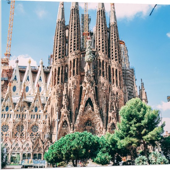 Acrylglas - Sagrada Familia in Barcelona, Spanje - 80x80 cm Foto op Acrylglas (Wanddecoratie op Acrylaat)