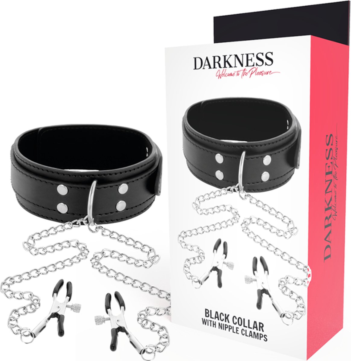 DARKNESS BONDAGE | Darkness Collar With Nipple Clamps Black