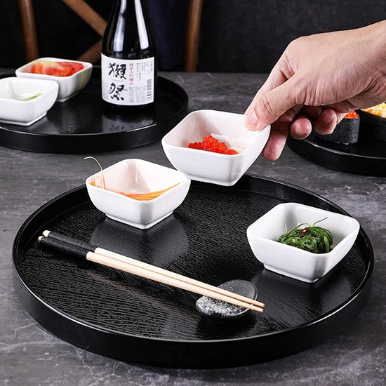 Rond dienblad hout rond dienblad: YIDM houten dienblad 30 cm antislip theedienblad badkamer dienblad anti-overloop vloeistof kleine decoratie voor café bar restaurant fruit maaltijden