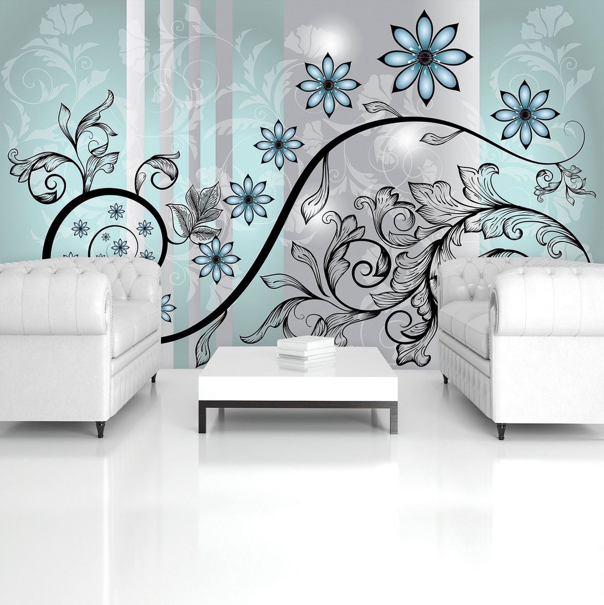 Afpellen en plakken behang, 300 x 44,5 cm, verdikt behang, bloemen, vintage behang, decoratief zelfklevend konijntje, hert, uil, contactpapier voor woonkamer, slaapkamer, wasruimte, kast, muur