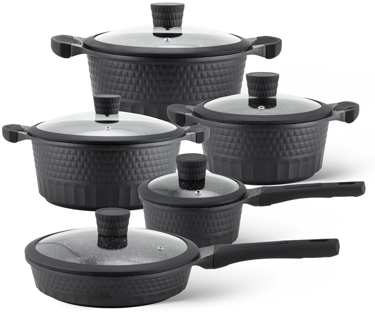 Edënbërg Black Line - 10-delige Luxe Pannenset Van Gesmeed Aluminium