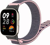 Nylon Smartwatch bandje - Geschikt voor Redmi Watch 3 nylon bandje - pink sand - Strap-it Horlogeband / Polsband / Armband