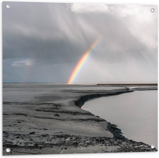 Foto: Tuinposter regenboog bij dondere lucht 80x80 cm foto op tuinposter wanddecoratie voor buiten en binnen 