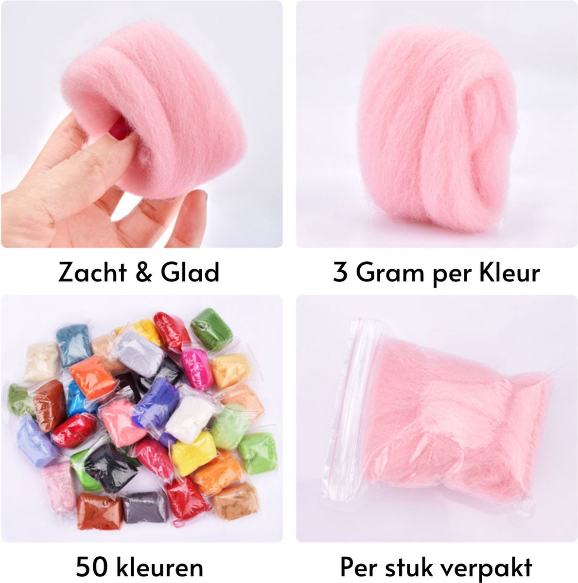 Compleet vilt pakket voor beginners en gevorderden - 50 kleuren wolvilt met gereedschap in opbergbox - Viltnaalden starters set - Naaldvilten / Wolvilten — afbeelding 7