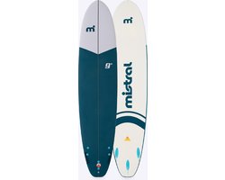 Mistral Bahia 9'0 | Soft Top Surfboard | Malibu Longboard | Blauw/Wit | 8,10 kg | Non-Slip Foam Deck | Incl. 3 Vinnen | Voor Beginners en Familie