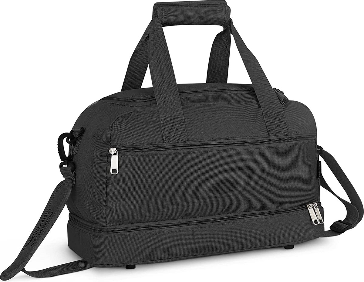 Harde koffer van ABS-kunststof, 37 x 24 x 55,5 cm, handbagagekoffer met 4 spinnerwielen, dubbel TSA-slot, groot, robuust en licht trolley-design, geschikt voor boven en onder de zitting, zwart