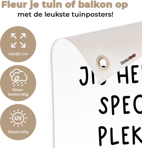 Décoration de jardin Citation hollandaise : 'Tu as une place spéciale en moi' avec coeur noir sur fond blanc - 40x60 cm - Affiche de jardin