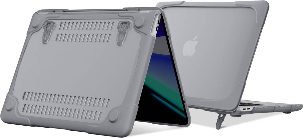 Avizar Hoesje Geschikt voor MacBook Pro 16 2019 Hardcase met Flexibele Rand, Grijs