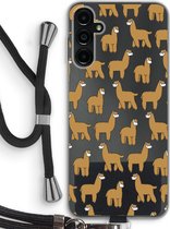 Case Company® - Hoesje met koord geschikt voor Samsung Galaxy A14 hoesje met Koord - Alpacas - Telefoonhoesje met Zwart Koord - Bescherming aan alle Kanten en Over de Schermrand