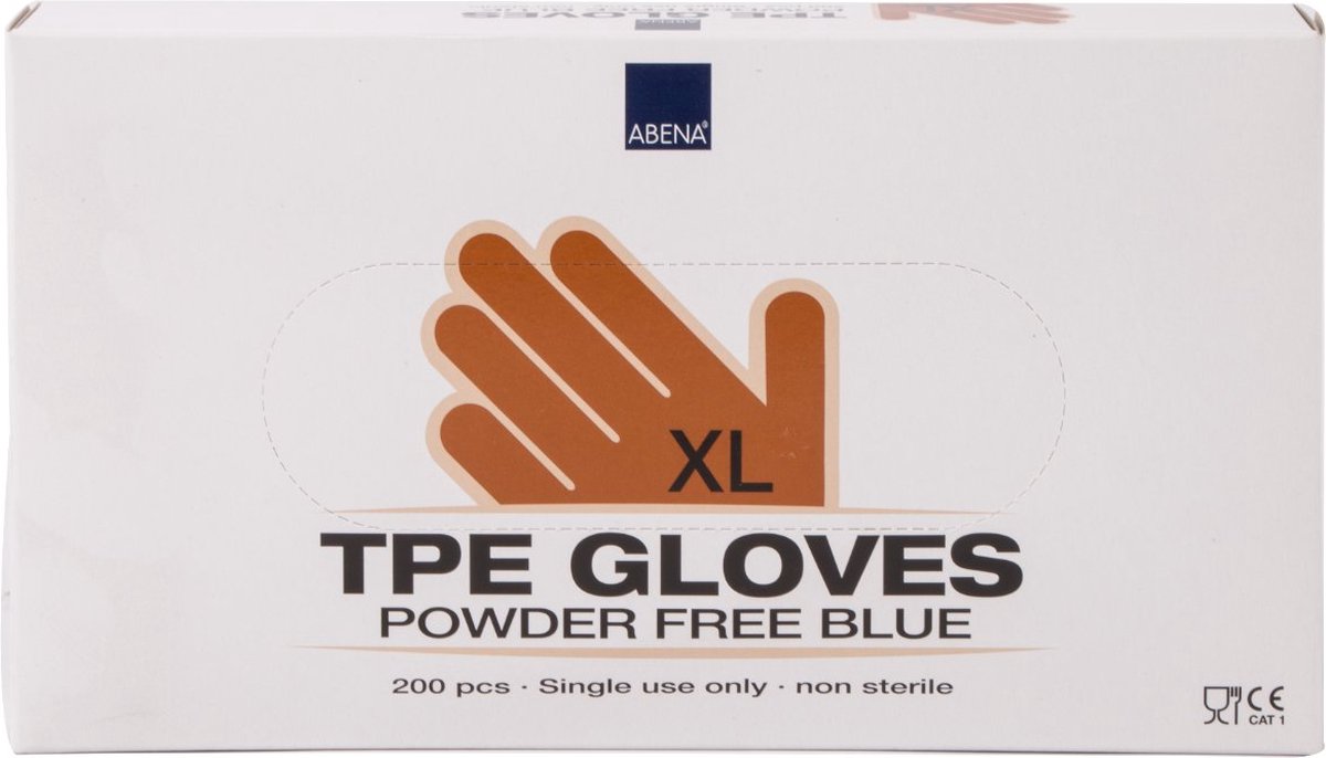 TPE-handschoenen blauw, ongepoederd, maat XL - Doos 200 stuks