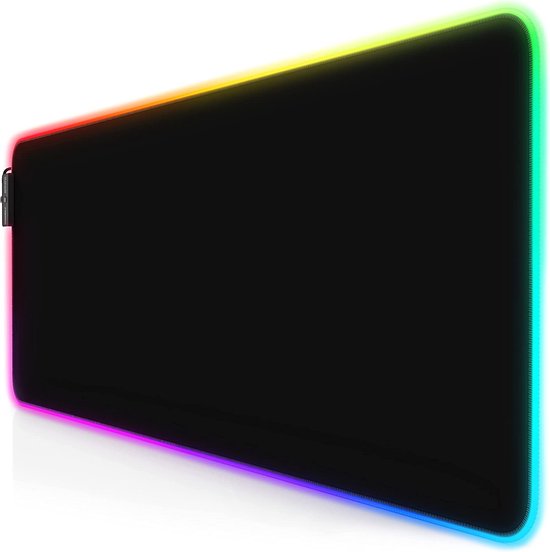 TITANWOLF - RGB Tapis de Souris Gaming XXL - LED Lumineuse Tapis de Souris  Multicolore 11 Modes - 800 x 300mm - Surface antiderapant pour Les Joueurs