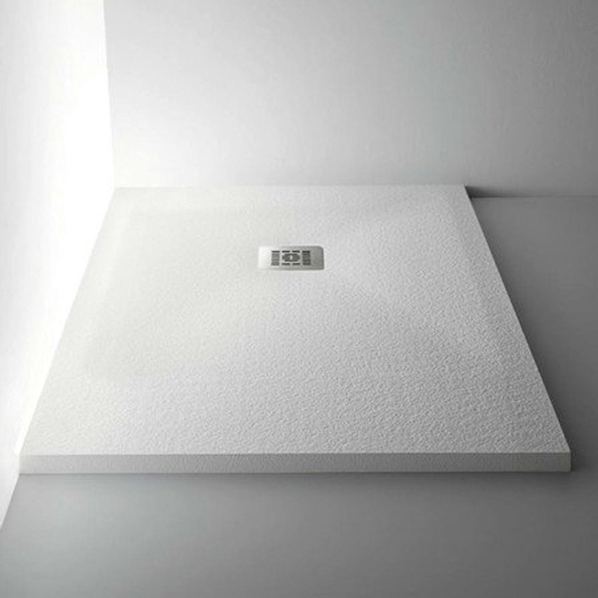 Nemo Spring Trendy douchebak 1400 x 900 x 30 mm Pietrablu wit antislip antibacterieel bestand tegen UVstralen met afvoer en afdekplaat in wit