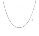 YO&NO - Ketting - Zilver - Venetiaans bol -  1,2 mm -  45 cm - Gerhodineerd - Zilver 925