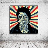 Lou Reed Pop Art Acrylglas - 80 x 80 cm op Acrylaat glas + Inox Spacers / RVS afstandhouders - Popart Wanddecoratie