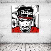 Pop Art 50 Cent Canvas - 80 x 80 cm - Canvasprint - Op dennenhouten kader - Geprint Schilderij - Popart Wanddecoratie